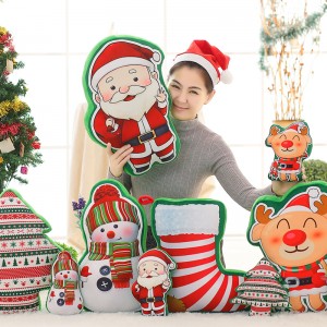 Teeb pom kev ci ntsa iab thiab hu nkauj Plush Santa Snowman Christmas tsob ntoo Reindeer Pillow Pendant Kho kom zoo nkauj