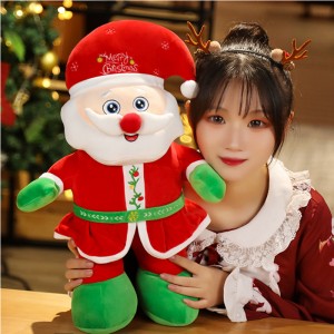 Չինացի արտադրող Լույս Ձմեռ պապը երգող Ձմեռ Պլյուշ Պլյուշ խաղալիք Պատվերով տիկնիկ Սուրբ Ծննդյան նվերների համար
