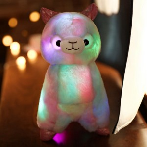 Jucării de pluș de alpaca cu lumină LED luminoasă de vânzare la cald OEM Alpaca moale cu lumini de noapte pentru copii