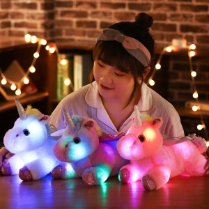 Coloful Unicorn Light Up pluszowa lalka noc świecąca wypchana zabawka pluszowa poduszka dla dzieci