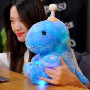 I-Wholesale Ekhangayo I-LED Lighting Dinosaur Glowing Soft Plush Dinosaur Stuffed Toy Yezingane
