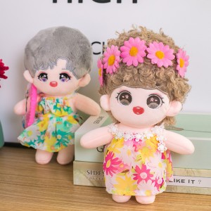 Рачно изработена Прилично прекрасна, кадифена памучна кукла со фустан прилагодена кукла Kpop Оригинален дизајн