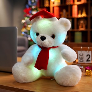 Hot Sell LED osvetlitev, pojoči plišasti medvedki, plišasta igrača ponoči, polnjena glasbena božična medvedka, darila