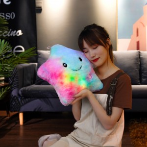 Promotional Twinkle Star Glowing LED Lighting Plush Star Pillow Toy With Light