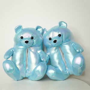 Hot Sell Leather Teddy Bear παντόφλες China Manufacturer Long Hair Slippers Indoor House