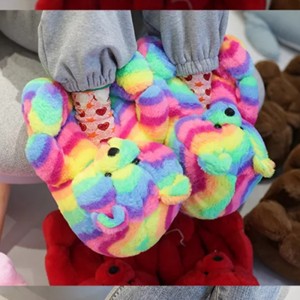 Super Purchasing for China Factory Direct Sales House Bedroom Shoe Teddy Bear Plush Slides Slippers Women Girls Wholesale