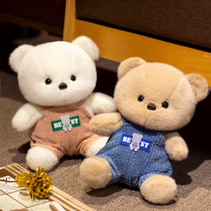 EN71 Cute Classic Teddy Bear Stuffed Animals Na May Damit Para sa Mga Bata