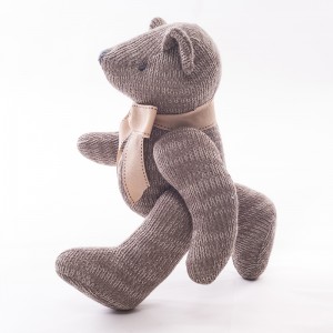 Lag luam wholesale ntxim hlub tsim Knitted Teddy Xyooj Crochet Stuffed Tsiaj Jointed Teddy Xyooj rau Valentine hnub