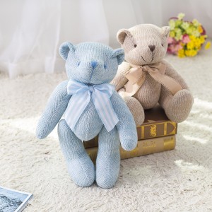 Wholesale Cute Design Knitted Teddy Bear Crochet Stuffed Animals Jointed Teddy Bear Bakeng sa Letsatsi la Valentine