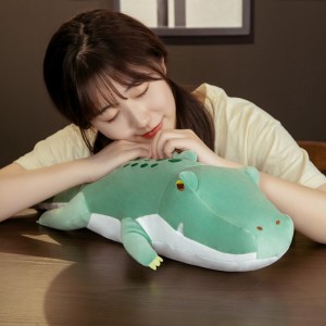 Real Lifelike Crocodile Stuffed Toy Simulation Mos Toy Alligator Kho Rooj Zaum Thiab txaj