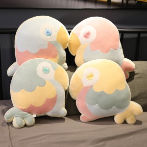 EN71 Kawaii Soft Toy Parrot Shape Plush Pillow para crianças