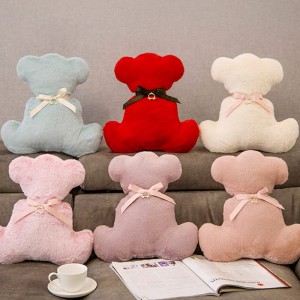 Valentine's Day အတွက် BSCI စာရင်းစစ် Factory Ribbon Stuffed Toy Teddy Bear Plush Pillow Bear Cushion Waist Back