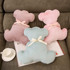 BSCI Audited Factory Ribbon Sitonu Toy Teddy Bear Plush Pillow Bear Cushion Waist Back Fun Ọjọ Falentaini