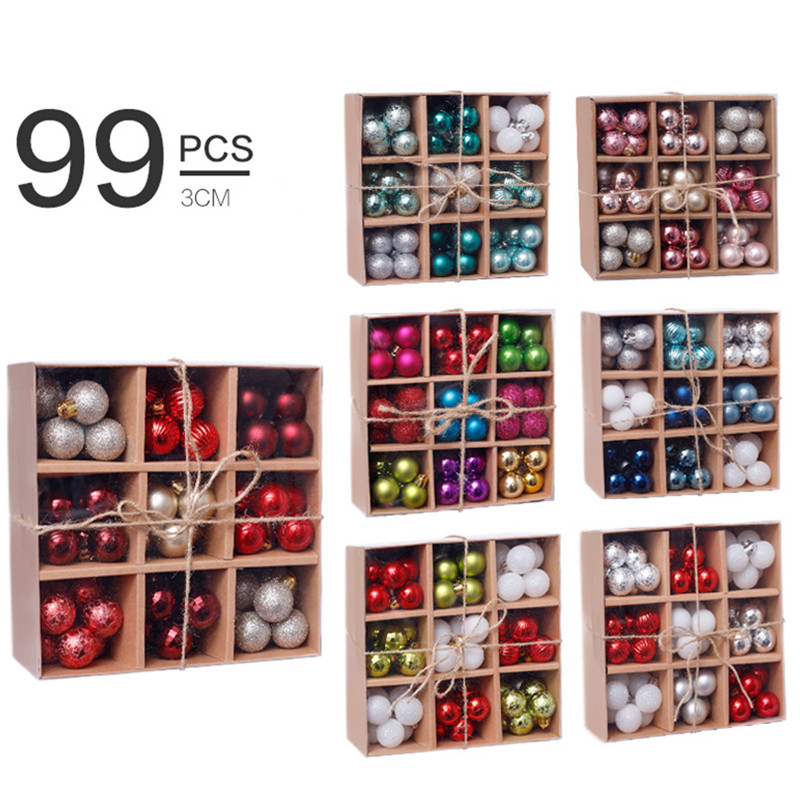 Ready To Ship 99pcs/pack 3cm Christmas Ball Christmas Tree Hanging Plastic Ornament Ball Holiday Decoration Featured Image