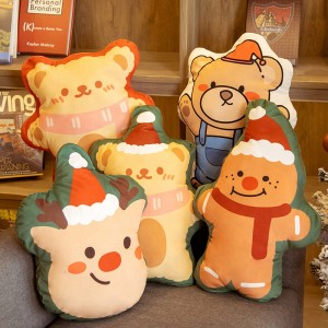 New Custom Anime Christmas Plush Toys Dolls Santa Snowman Tree Gingerbread Cartoon Cushions For Kids
