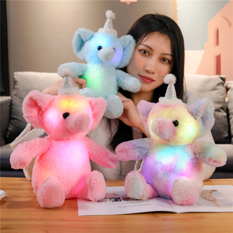 High Quality Plush Toy LED Glow Stuffed Elephant Plush Pillow For Kids Featured Image