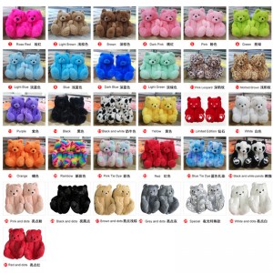 Wholesale In Stock Teddy Bear Slippers Indoor Adult Bear Slipper Valentine’s Christmas Gifts