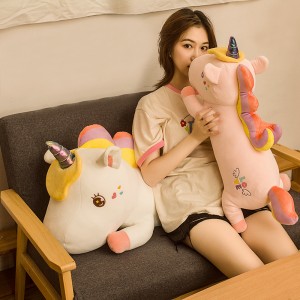 Factory Direct High Quality Stuffed Unicorn Long Plush Pillow Toy For Sleeping And Decoration
