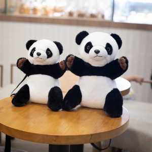 Customized Cute Push Panda Backpack Bag Soft Toy Adjustable Schoolbags For Children Gifts