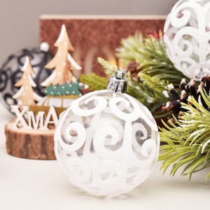 Merry Christmas Gift 18pcs 6/7/8cm Ribbon Bow Pack Clear PET Christmas Ball With Swirl Hand Painted Ball Ornaments