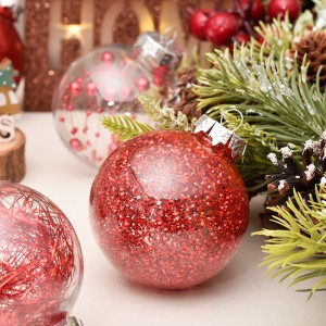 30pcs 6cm/2.36″ Clear Transparent PET Shatterproof Christmas Baubles Stuffed Delicate Decorations Hanging Tree Ornaments