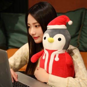 EN71 Customized Adorable Plush Toy Christmas Penguin Stuffed Soft Toy With Chirstmas Hat