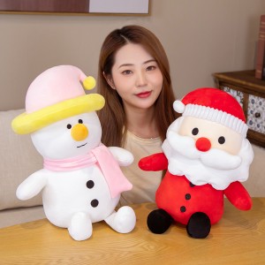 Custom Creative Cartoon Plush Stuffed Santa Clause And Snowman Decorate Christmas Party And Gifts