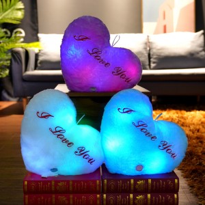 Light Up Plush Heart Shape Pillow Glow In The Dark Plush Toy Pillow For Valentine’s Day And Birthday Gifts