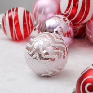 24pcs/6cm Red And Pink Christmas Balls Shatterproof Hanging Xmas Tree Ornaments Decoration