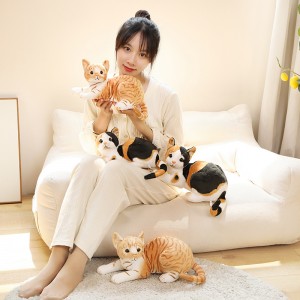Lifelike Creative Pillow Stuffed Toy Cat Kitty Plush Animal Fluffy Toy For Children