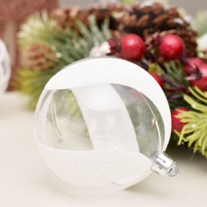 Wholesale Promotional 18pcs 8cm Transparent Painted Plastic Christmas Ball Ornaments For Party Decoration