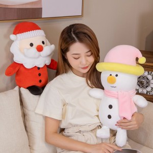 Custom Creative Cartoon Plush Stuffed Santa Clause And Snowman Decorate Christmas Party And Gifts