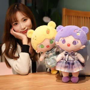 Hot Sale Lovely Custom Kpop Doll Baby Girl Cotton Doll Mascot With Dress For Kids