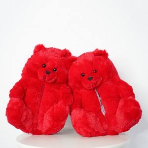 Hot Sell Leather Teddy Bear Slipper China Manufacturer Long Hair Indoor House Slippers