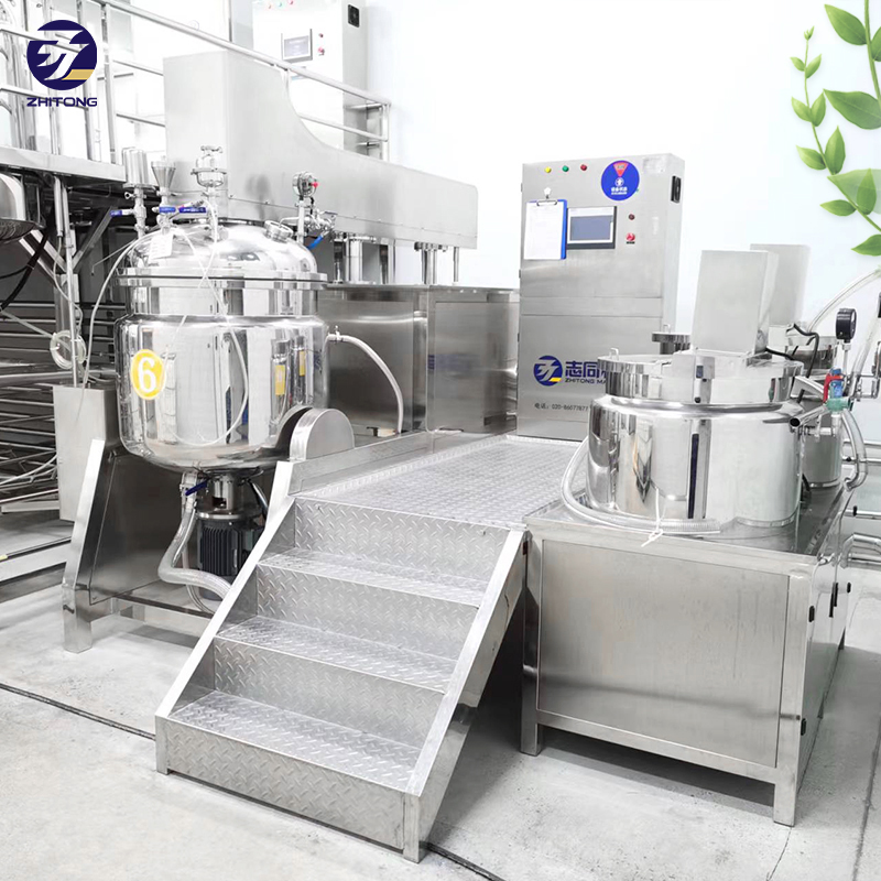 Professional China Hydraulic Lifting Hand Lotion Production Equipment Cosmetic Vacuum Emulsifier Cosmetics Vaseline Body Oil Making Machine