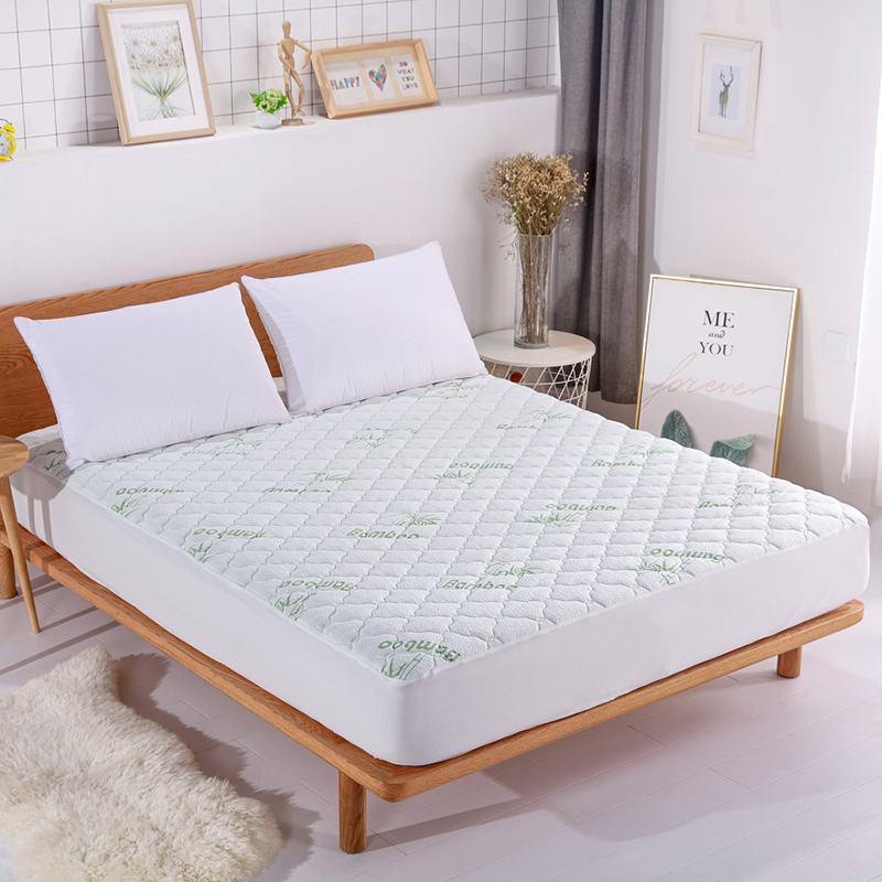 Natural anti bacterial bamboo anti dust mite anti allergy quilted mattress pad cover Featured Image