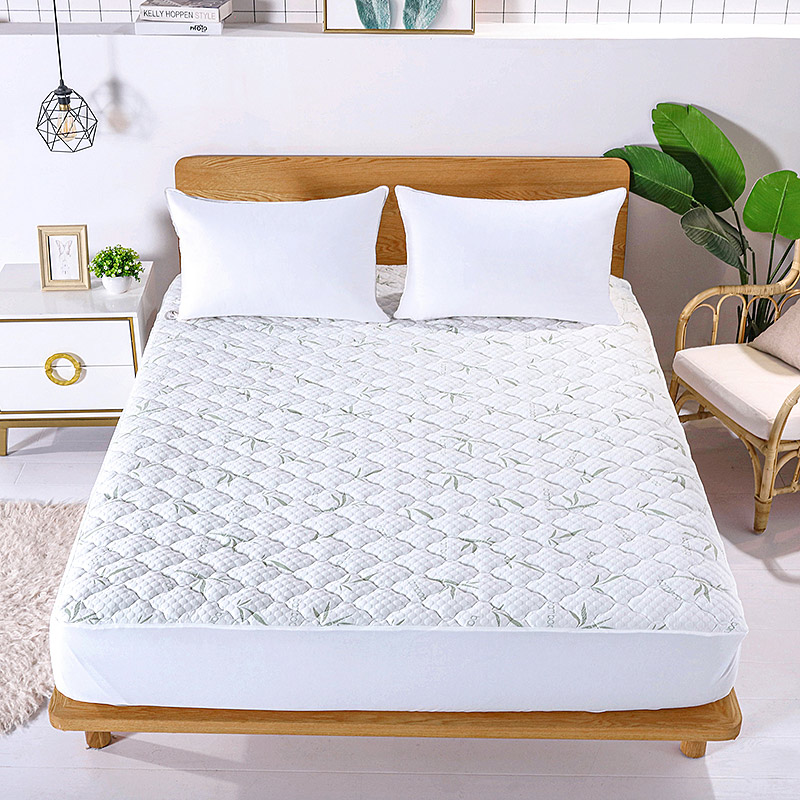 Natural anti bacterial bamboo anti dust mite anti allergy quilted mattress pad cover