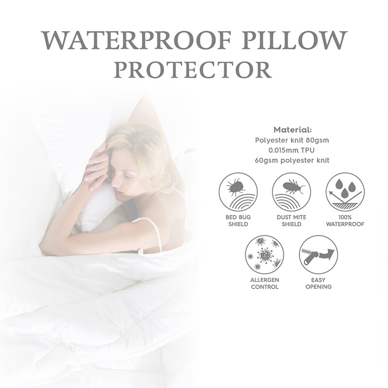Zipper or flap quilted waterproof anti allergy pillow protector pillow cover