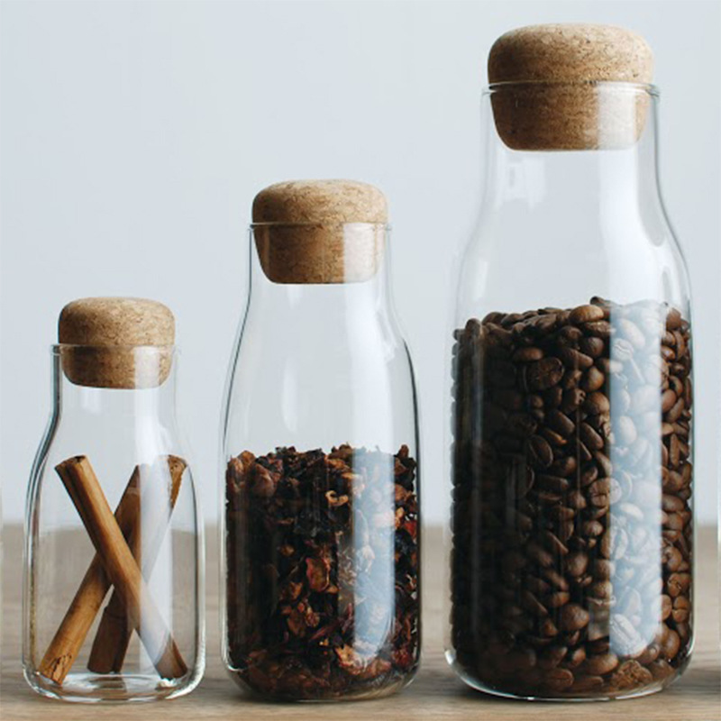 Coffee Glass Bottle Factories - Wholesale Amazon 200ml 350ml 700ml High Borosilicate Transparent Glass Storage Jar with Cork Lid – Zhuoding