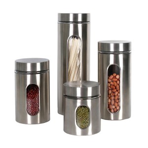 Manufacturer of stainless steel visible glass 600ml 950ml1300ml1800ml sealed tea food storage tank
