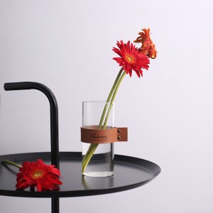 Amazon Commercio all'ingrosso cinese creativo in pelle di vetro fiore articoli grande nordico semplice vaso di vetro trasparente