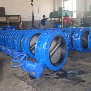 Butterfly valve with hand lever/manual gearbox/gearbox with actuator adapter to ISO 5210