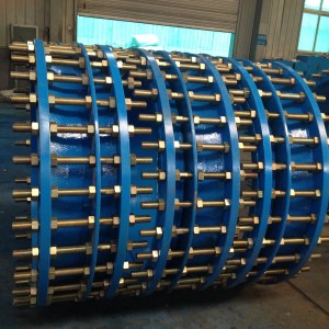 Three flanges rigid type dismantling joint with 100 tie rods