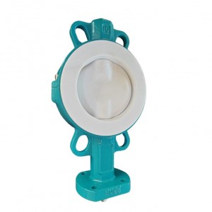 4 inch Ductile Iron Split Body PTFE Full Lined Wafer Butterfly Valve