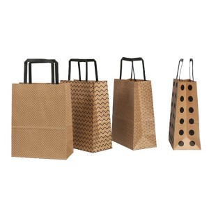 Custom logo recyclable kraft paper grocery shopping gift takeway custom printed craft paper bag