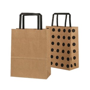 Custom logo recyclable kraft paper grocery shopping gift takeway custom printed craft paper bag