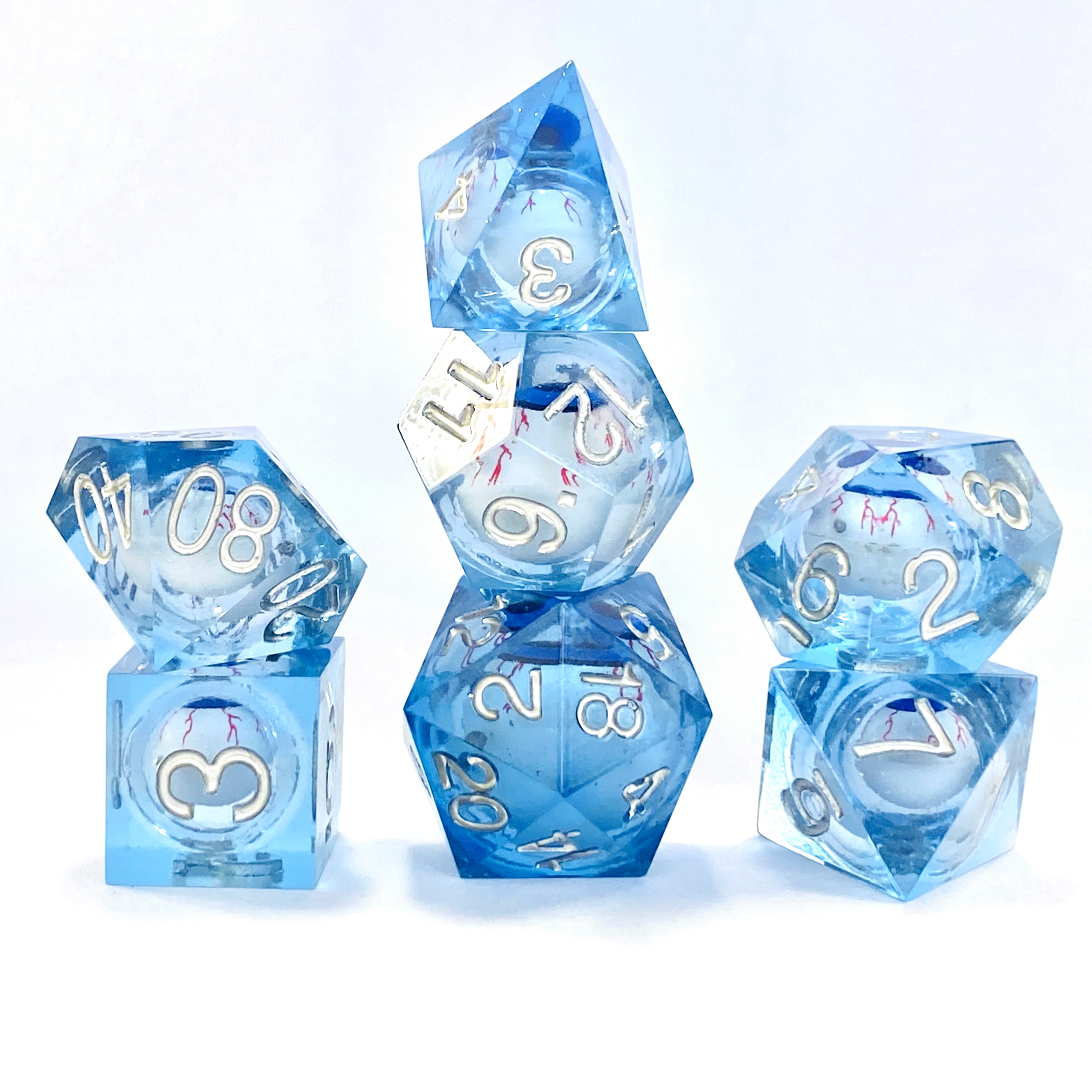 China Wholesale Color Dot Dice Pricelist –  2021 custom sharp corner precision dnd polyhedral crystal D4 demon eyeball dragon and dungeon game dice – Tianqi
