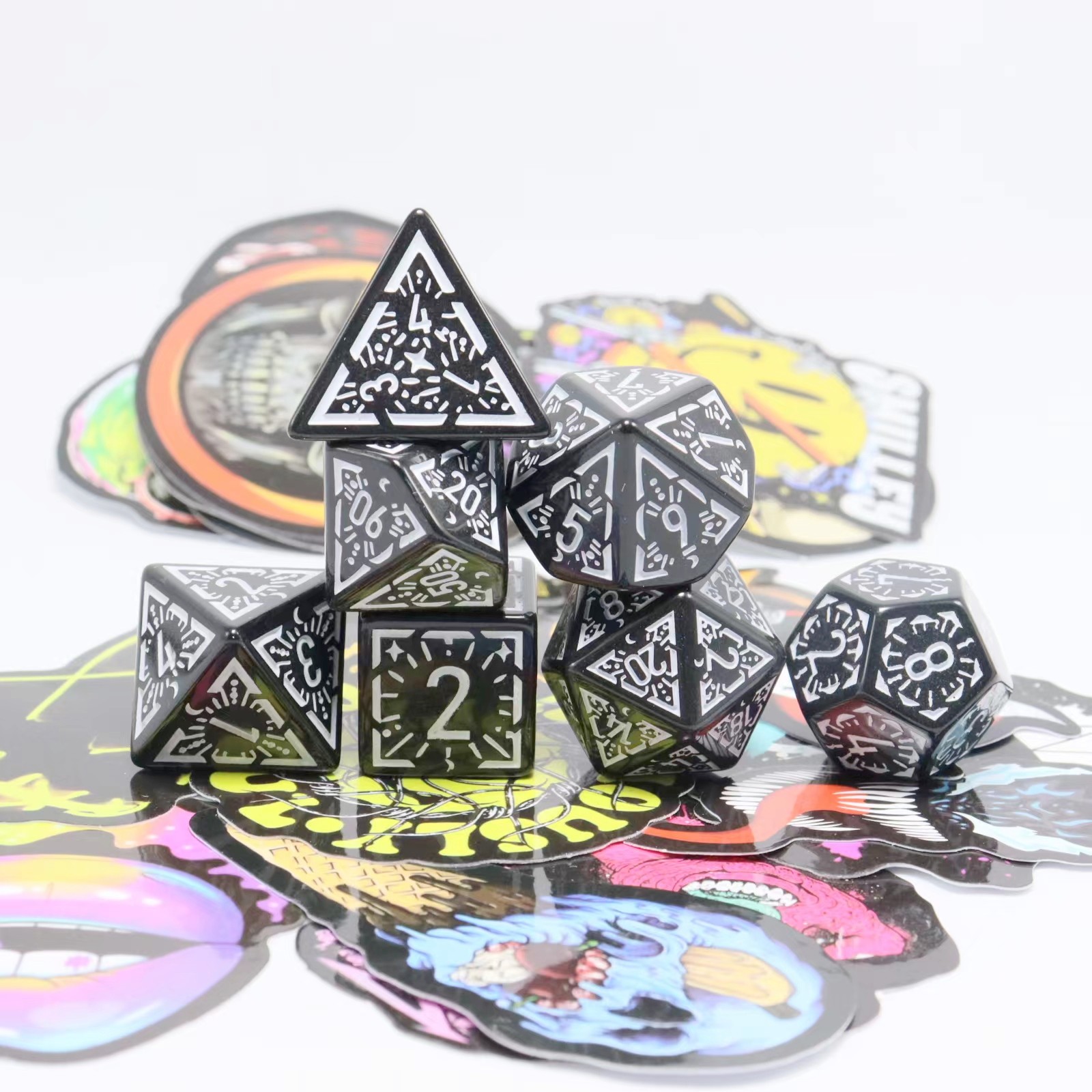 New Black monochrome acrylic dice set set game dice rpg dnd dice