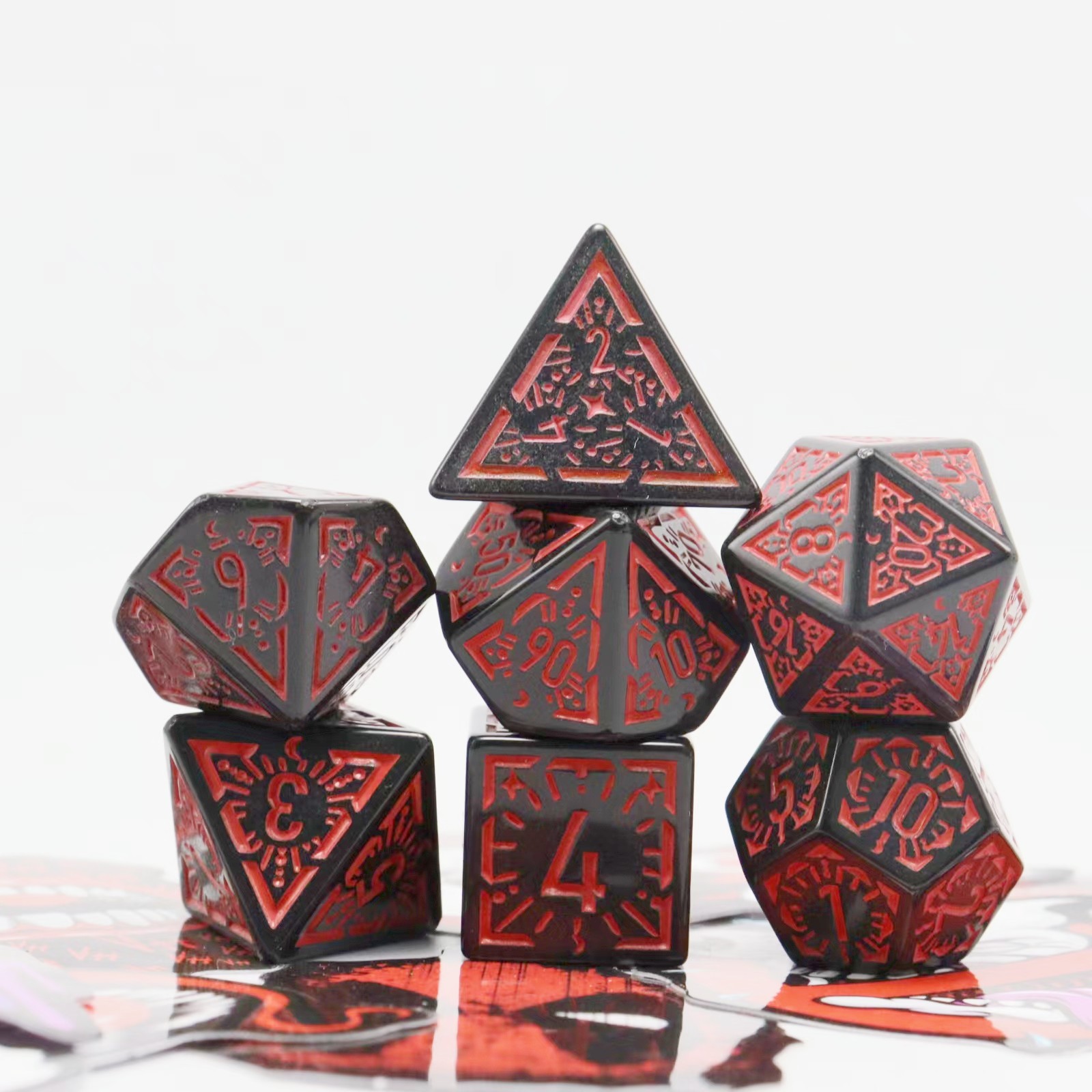 New red acrylic carving party board game dice dnd dice rpg dice