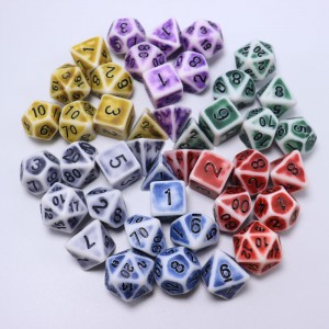 New inventory wholesale custom dice set vintage monochrome white edge polyhedral dice Dnd board game dice set family game digital dice